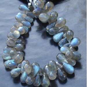 1/2 Strand, Blue Flashy Labradorite Faceted DROPS Shaped Briolettes, 10-11mm Long size,GORGEOUS