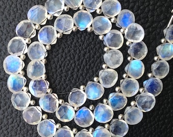 Brand New, 5 Matched pairs,Extremely Blue FLASHY RAINBOW Moonstone Faceted Heart Shape, 8x8mm,AMAZING