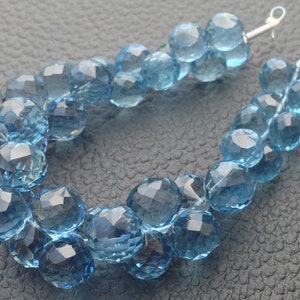 New Arrival, 1/2 Strand, LONDON BLUE Quartz Micro Faceted Onions Shape Briolettes, 6-8mm size,Superb Item at Low Price