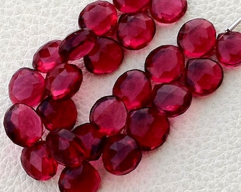 New Arrival, 1/2 Strand, RUBY RED QUARTZ Quartz Faceted Heart Shape Briolettes,8-10mm size,Superb Item at Low Price