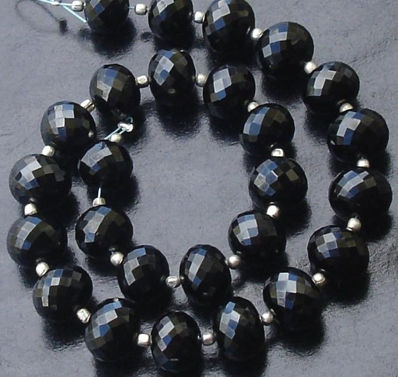 10 Inch Strand,Superb-AAA 8mm Huge Size,Roundells,Finest Quality BLACK SPINA Micro Faceted Roundells,Great Item at Low Price