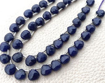 Superb Quality,Natural Dyed BLUE SAPPHIRE Faceted Heart 8x8mm Size,4 Matched Pairs,Finest Quality Faceted Heart.