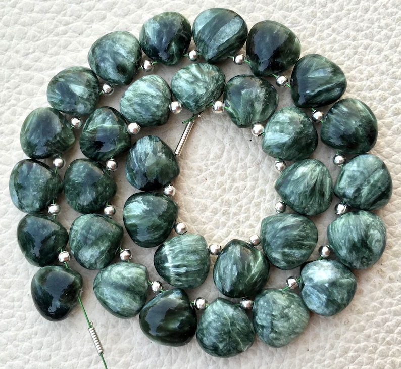 10x10mm size.Superb Item at Low Price 4 Matched Pair NATURAL Chatoyant Seraphinite Smooth Heart Shape Briolettes