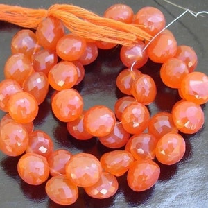 Gorgeous Quality, 7-8mm, Truly Rare Quality CARNELIAN Faceted Onions Shape Briolettes.Great Item at Low price