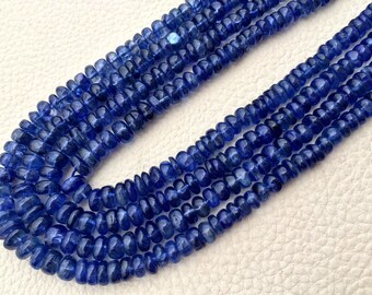 8 Inch,Gorgeous Quality, Natural BLUE KYANITE Smooth Roundels,6 -4mm,Best Price,Superb Item