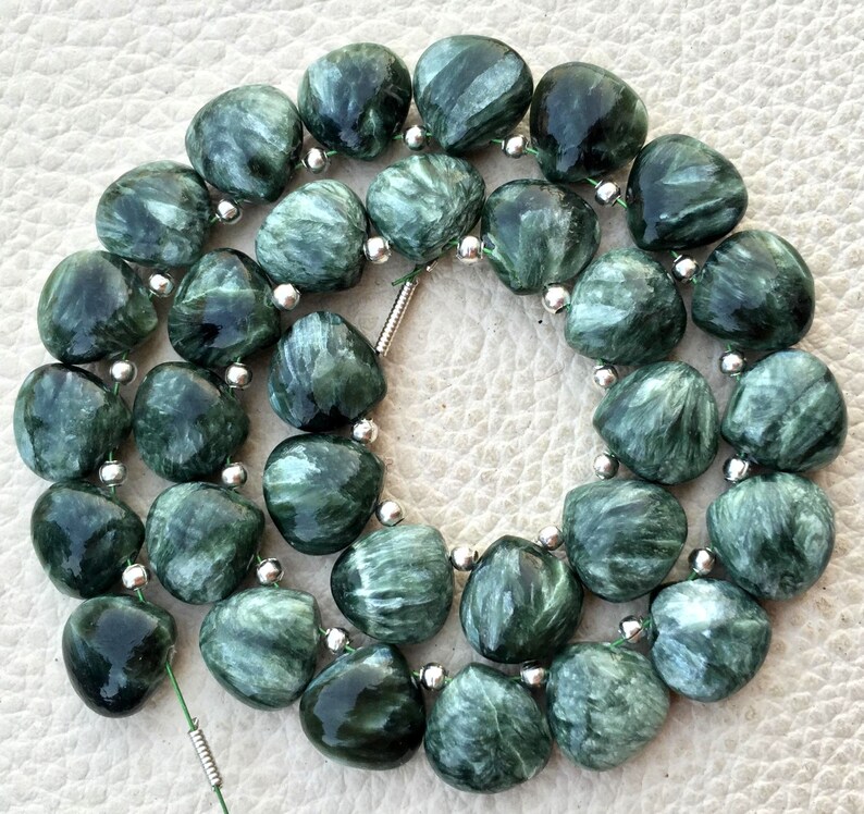 10x10mm size.Superb Item at Low Price 4 Matched Pair NATURAL Chatoyant Seraphinite Smooth Heart Shape Briolettes