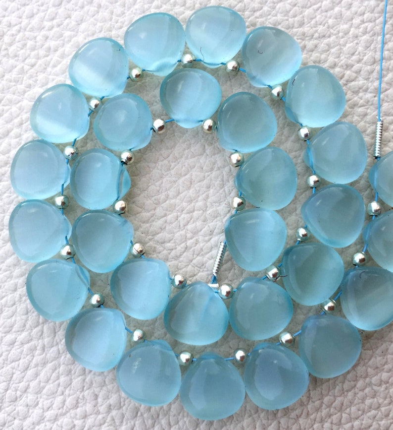 5 Matched Pairsaquamarine Blue Cat's Eye Quartz Smooth Etsy