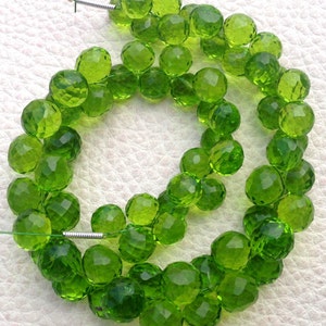 New Arrival, 1/2 Strand, PARROT GREEN Quartz Micro Faceted Onions Shape Briolettes, 6-8mm size,Superb Item at Low Price