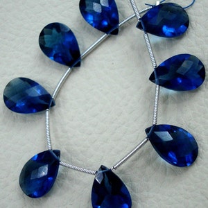 8 Inch Strand,KASHMIR Sapphire Blue quartz Cut Pear Briolettes,SUPERB-FINEST-aaa Quality,very Low Price image 4