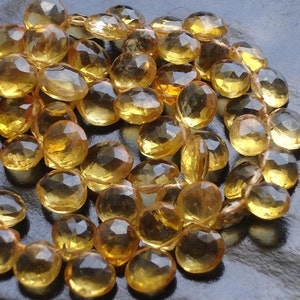 Brand New, 20 Pieces Strand,9-10mm Giant size, Natural CITRINE Faceted Heart Shape Briolettes,Amazing Item at Low Price. image 1