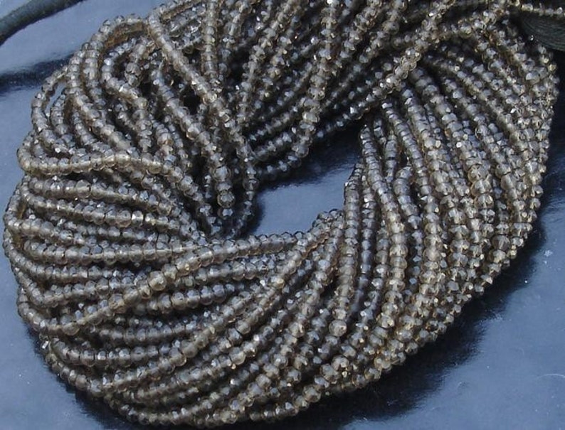 Full 14 inch Strand Of Manufacturer Price Rondells Latest Arrival SMOKY QUARTZ Machine Cut Quality Full 14 Inch Long Strand