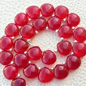 5 Matched Pair, RUBY RED Chalcedony Smooth Heart Shape Briolettes, 10x10mm size.Superb Item at Low Price