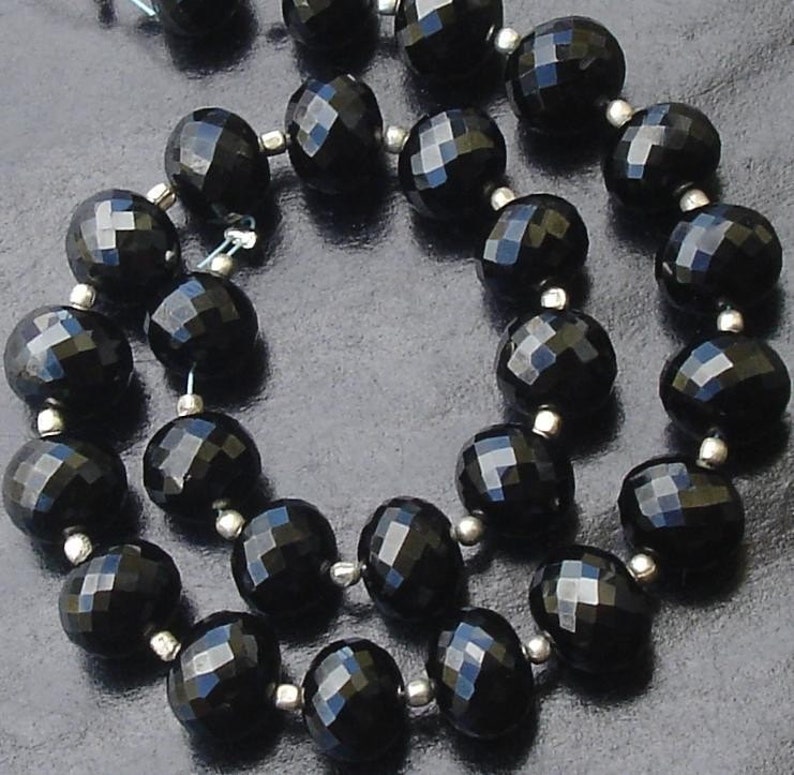 10 Inch Strand,Superb-AAA 8mm Huge Size,Roundells,Finest Quality BLACK SPINA Micro Faceted Roundells,Great Item at Low Price
