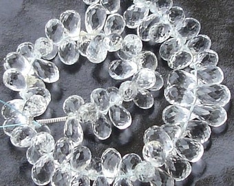 New Arrival,Flawless WHITE TOPAZ Micro Faceted Drops Briolettes, 20 pieces of aprx. size of 7-8mm long,.