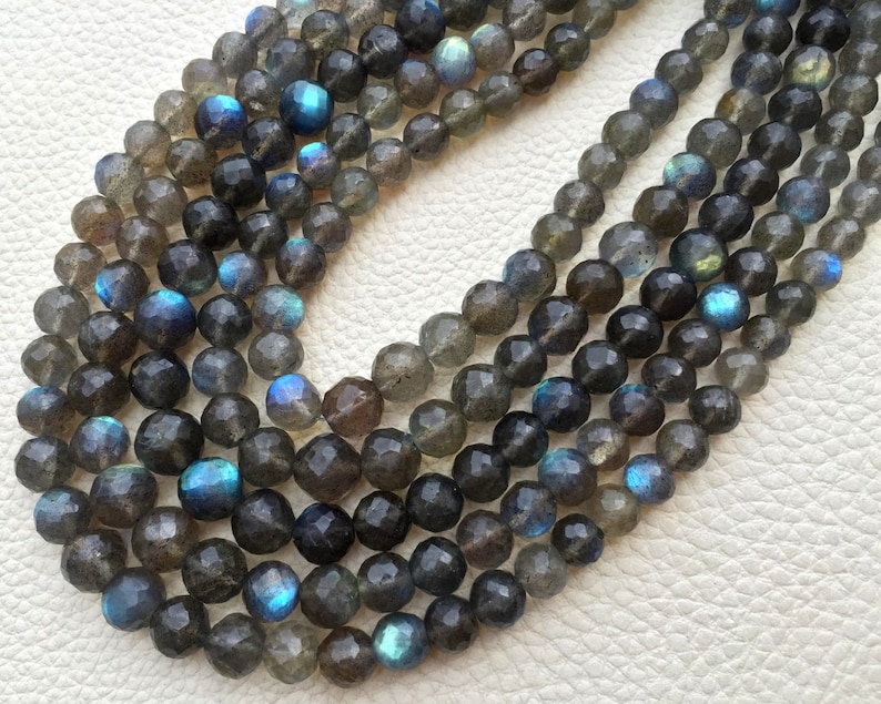 9-8mm size Full 8 Inch Strand OF Rare Blue Flashy Labradorite Faceted Round BALLS Beads.