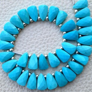 Brand New, Full Strand, Natural Arizona TURQUOISE Faceted Pyramid Shape Briolettes,10x6mm size,Superb Item at Low Price