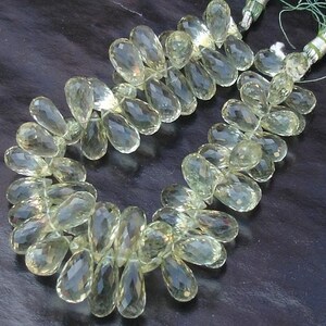 100 Cts, Larger Size Long Drops, Super Quality Green Amethyst Micro Faceted Drops Shaped Briolettes, 10-11mm Long size,GORGEOUS