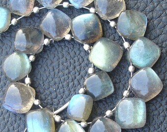 6 Inch Strand, Extremely Blue Flashy Labradorite Smooth CUSHION Shape Briolettes, 8-9mm Long,Great Quality at Wholesale Price .