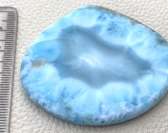 53X57mm, 163 Cts Weight GIANT  RARE 1 Pieces, Rare Natural LARIMAR Smooth Heart Shape Briolettes,Superb Item at Low Price,Just 1 Piece