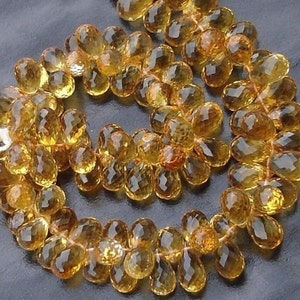 AAA Quality, Wholesale Price Offer CITRINE Micro Faceted Drops Shaped Briolettes,9-11mm Long