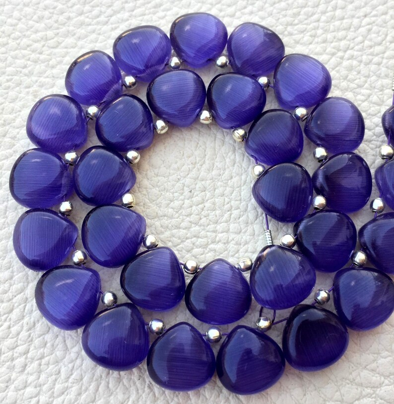 5 Matched Pairsdeep LAVENDER BLUE Cat's Eye Quartz Smooth Etsy