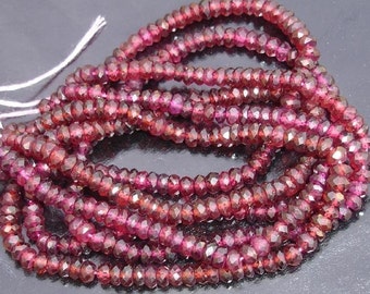 Gorgeous Quality RHODOLITE GARNET,Micro Faceted 5mm Rondells Best Quality Full 14 Inch Long Strand