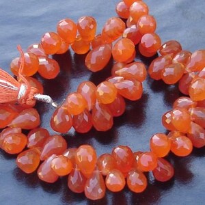 6 Inch Long Strand, CARNELIAN Faceted DROPS Shaped Briolettes, 9-12mm Long size,GORGEOUS