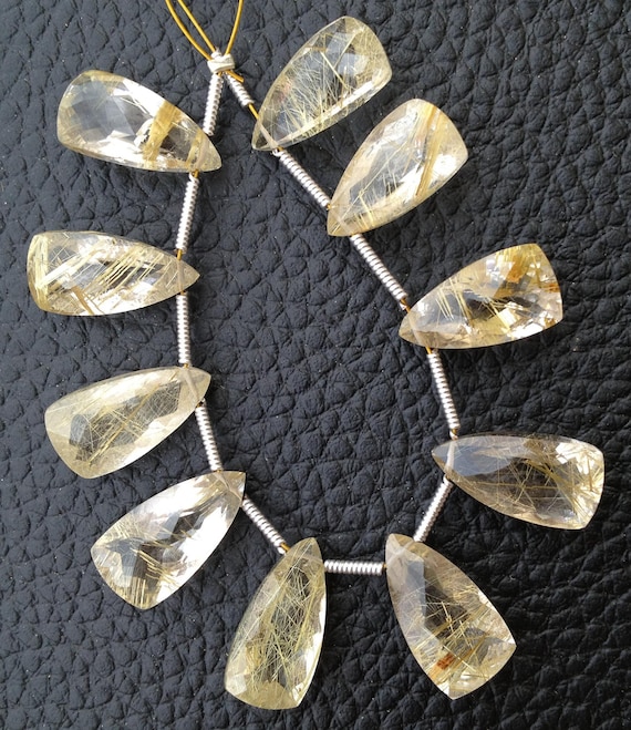 Matched Pair, GOLDEN RUTILATED Quartz Faceted Pyramid Shape