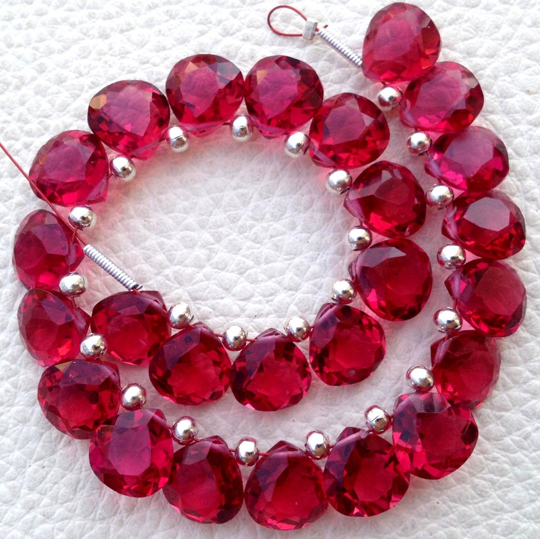 30 Piecesbrand New Item RUBY RED QUARTZ Faceted Cut Heart Etsy