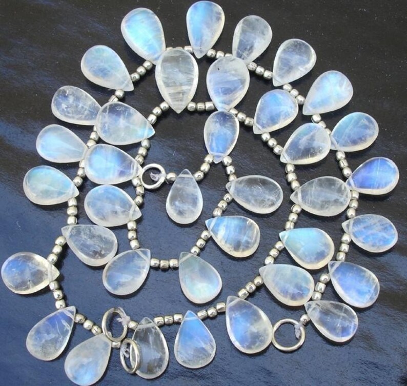 GIANT SIZE New Arrival Blue flashy Rainbow moonstone SMOOTH Pear shaped briolettes 14-16mm