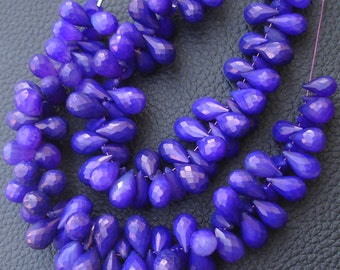 Brand New, 6 Inches Strand, Rare Amethyst Purple Chalcedony Faceted DROPS Briolettes,9-12mm Long size,GORGEOUS.