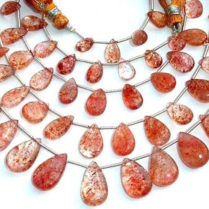 AAA Quality,Gorgeous Sparking Sunstone Smooth PEAR Shape Briolettes, 17 Pieces, 11-13mm Larger Size,Great Price Item