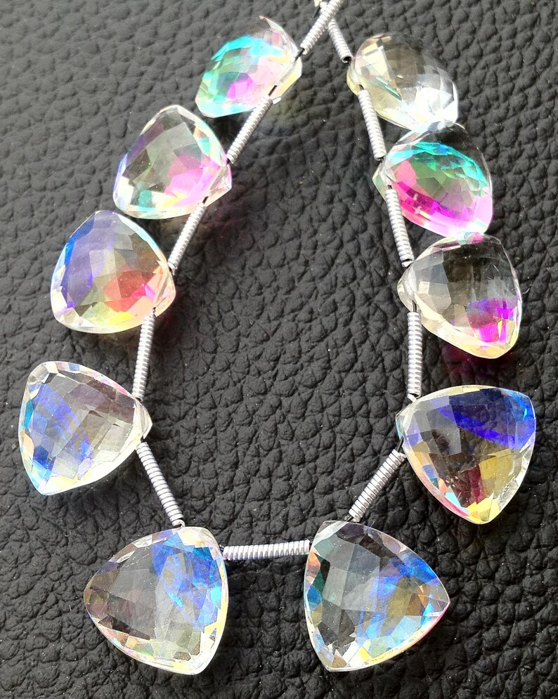 Brand New FIRE RAINBOW Moonstone Quartz Faceted Trillion Etsy