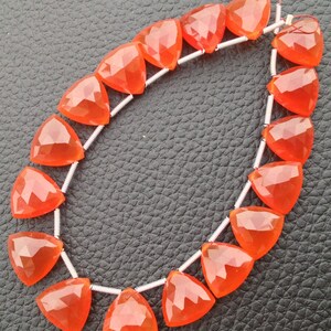 Brand New, 5 Matched Pairs,12X12mm Long, CARNELIAN Chalcedony Faceted Trillion Briolettes,Amazing Item at Low Price