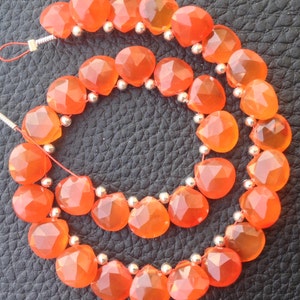 6 gematched paren, Brand New, CARNEOOL Faceted hart vormige Briolettes, 8x8mm lange grootte, GEIJKTE grootte, gematched paren.