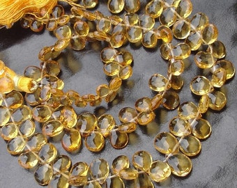 RARE Full 8 Inch Long Strand,Superb-Finest Quality Citrine Faceted Pear Shape Briolettes,8-9mm size aprx.Great VERY RARE