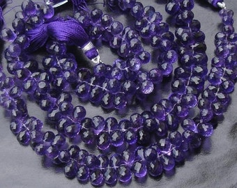 Strands AAA, Wholesale Price Offer, 25 Pcs of Gorgeous AFRICAN AMETHYST Micro Faceted Drops Shaped Briolettes.9-10mm Long