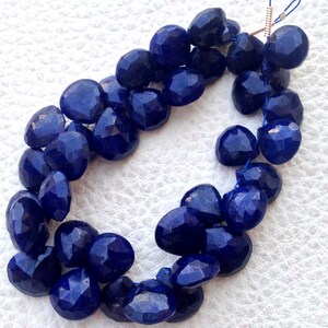New Arrival, Dyed Natural Blue SAPPHIRE Faceted Heart Shape briolettes,9-8mm Long, Finest Item
