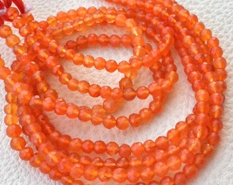 Brand New, Full 13 inch Long Strand, Natural FANTA CARNELIAN Micro Faceted Round Balls,4mm Size,Amazing item at Low Price.