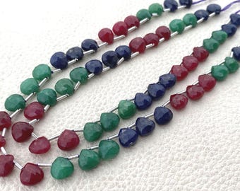 Superb Quality,Natural Dyed Ruby,Emerald,Sapphire Faceted Heart 8x8mm Size,6 Matched Pairs,Finest Quality Faceted Heart.