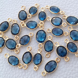 925 vergulde Sterling Zilver, zeldzame Londen BLUE Topaz, 24K Bezel Connector, één stuk van 11-13mm