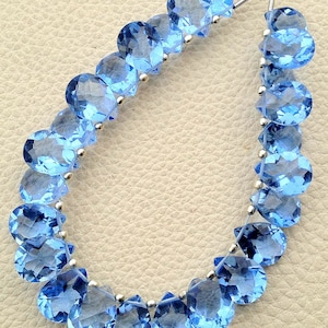 15 cm hel sträng, tanzanit blå kvarts fasetterade päronformade brioletter, storlek 12 x 9 mm, finaste vara till lågt pris