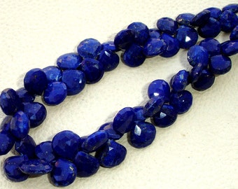 6 Inch Strand, Lapis Lazuli Faceted Heart Briolettes,(Size 7-9mm approx),Great Quality at Low Price