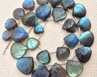 18-13MM Elongated Heart Briolettes,Blue Flashy Labradorite,SMOOTH Heart Shape Briolettes,Great Item