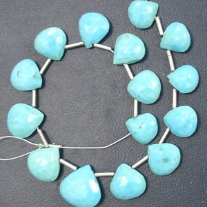 Very-Very-Finest, AAA ARIZONA TURQUOISE Faceted Heart Shape Briolettes,8-10mm size,