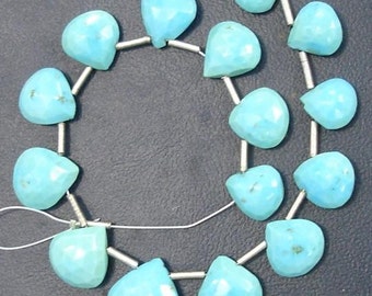 ARIZONA TURQUOISE Faceted Heart Shaped Briolettes,8-10mm size,Great Price Rare Item