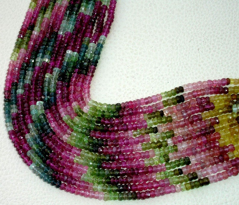 MULTI TOURMALINE,4 Strand Of Manufacturer Price Rondells,Machine Cut Quality . 4 Strands,Latest Arrival