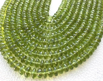 7-5mm Giant Size, Full 9 Inch Strand,Super-Finest-AAA-Gorgeous Finest Quality Natural PERIDOT Micro Faceted Roundells ,Great Item.