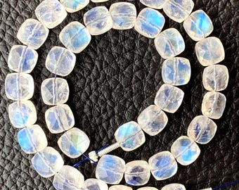 Natural Blue Flashy Rainbow Moonstone Cushion Shape Briolettes,6x6mm Long,Finest Quality,Amazing Shape,Full 6 Inch Long Strand.