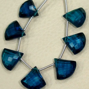 14mm, 3 Matched Pairs Fancy Fan Shape Briolettes, LONDON Blue QUARTZ Super Finest-Quality,New Shape .